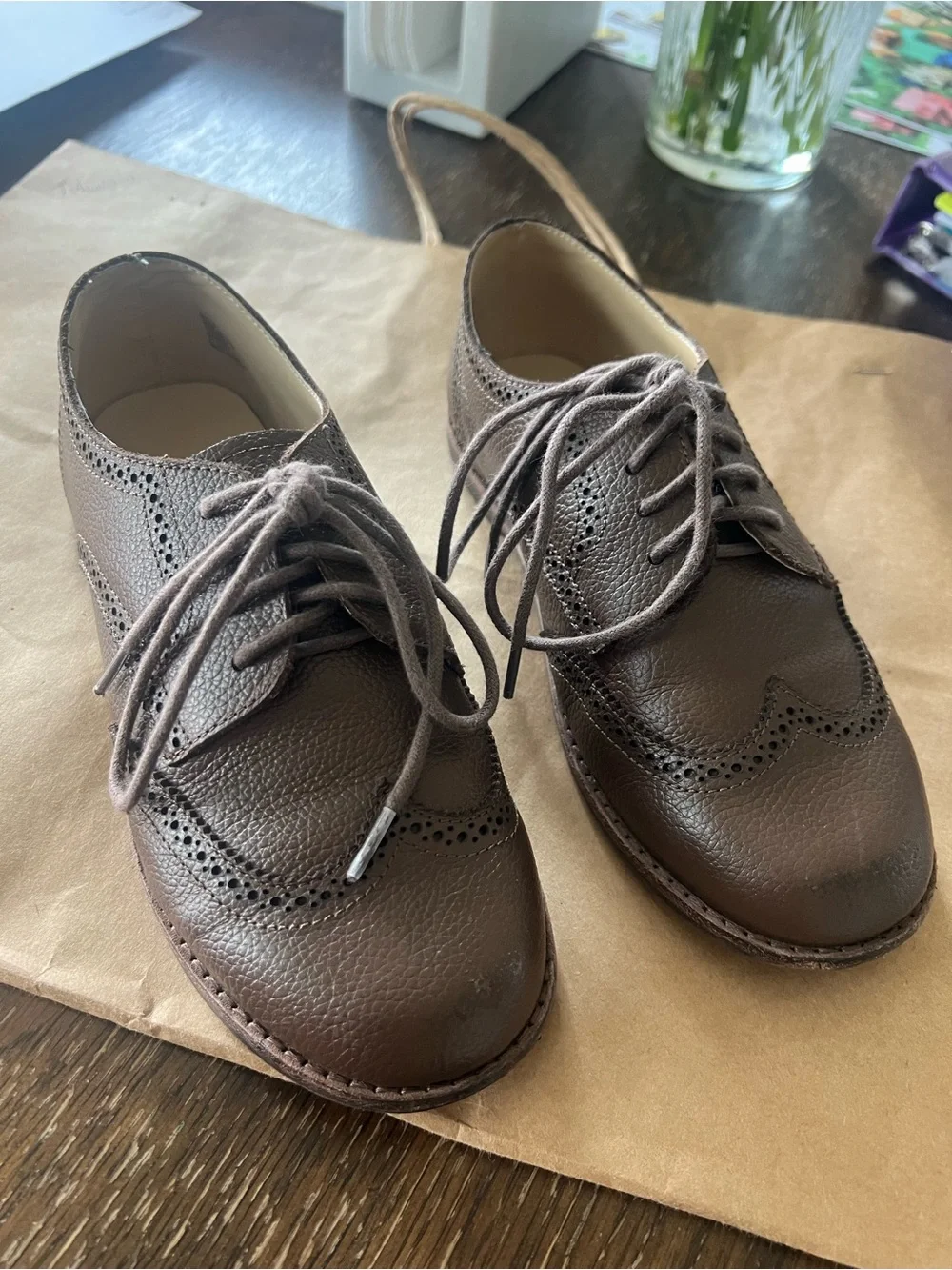 Janie and Jack Brown Leather Brogue Oxford Shoes for Kids